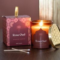 Arabian Nights Rose Oud Scented Candle Long Lasting Fragrance - Dark Brown