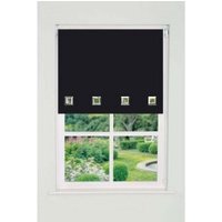 Square Eyelet Edge Roller Blind (165cm Drop) - Black / 120cm