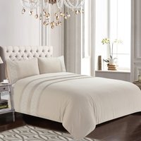 Charlotte Floral Polycotton Fabric Duvet Cover Set Bedding with Pillowcase - Natural / Double