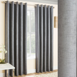 Pair of Vogue Grey Silver Eyelet Thermal Dimout Curtains - Grey / 168cm / 183cm - thumbnail 2
