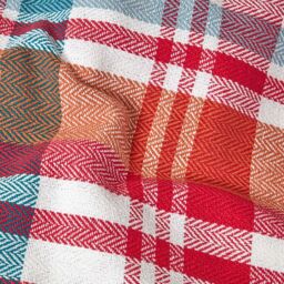 Tartan 100 Cotton Falun Throw with Tassels - Red / 255cm - thumbnail 4