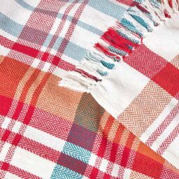 Tartan 100 Cotton Falun Throw with Tassels - Red / 255cm - thumbnail 5