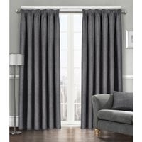 Semi Pattern Dimout Curtain Pair - Charcoal / 66cm / 54cm