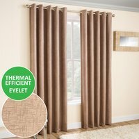 Pair of Vogue Eyelet Thermal Dimout Curtains - Latte / 168cm / 229cm - thumbnail 1