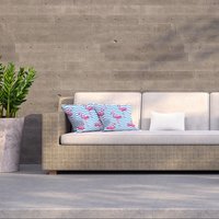 Beautiful tropical pink flamingos Outdoor Cushion - Blue / 60cm - thumbnail 1