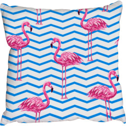 Beautiful tropical pink flamingos Outdoor Cushion - Blue / 60cm - thumbnail 2