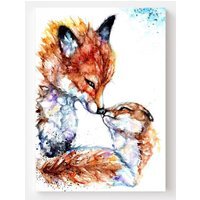 Canvas Wall Art Print, Fox Family Canvas - Brown / 12 x 8 in