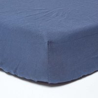 Linen Extra Deep Fitted Sheet - Navy / Single - image 1