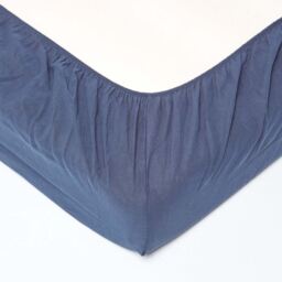 Linen Extra Deep Fitted Sheet - Navy / Single - thumbnail 2