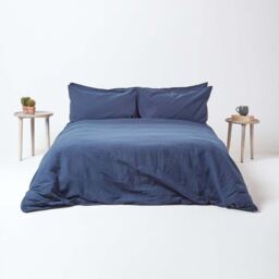 Linen Extra Deep Fitted Sheet - Navy / Single - thumbnail 3