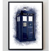 Tardis Splatter Print - Blue / A3