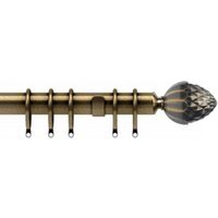 35mm Fixed Length Metal Curtain Pole Set Antique Brass Acorn Finial - Antique Brass / 150cm - image 1