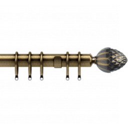 35mm Fixed Length Metal Curtain Pole Set Antique Brass Acorn Finial - Antique Brass / 150cm - thumbnail 2