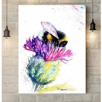 Bee and Thistle Canvas - Purple / 30 x 20 in