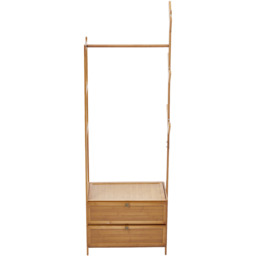 Multi-functional Wooden Coat Rack with Storage Drawers - Natural Wood - thumbnail 4