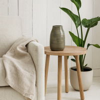 Sagebloom Large Grey Crackle-Glazed Ceramic Short Bottle Vase by Wyld Haus - Grey