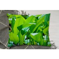 Green Leaf Background Abstract Of Nature Cushion - Green - thumbnail 1