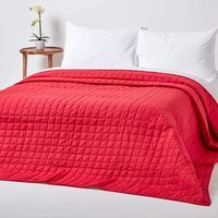 Cotton Quilted Reversible Bedspread - Red-White / Double - thumbnail 1