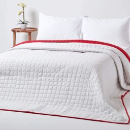 Cotton Quilted Reversible Bedspread - Red-White / Double - thumbnail 2