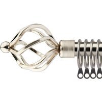 16-19mm Cage Extendable Durable Metal Curtain Pole Set - Brushed Silver / 120cm