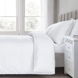 Luxury T200 100 Percent Cotton Duvet Cover - White / Superking - thumbnail 2