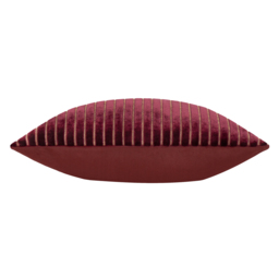 Savoy Stripe Cut Velvet Cushion - Burgundy  / Polyester - thumbnail 4