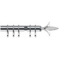 35mm Fixed Length Metal Curtain Pole Set Chrome Fleur de Lys Finial - Chrome / 70cm