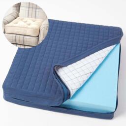 Quilted Cotton Armchair Booster Cushion Cover - Navy - thumbnail 2