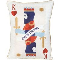 King of the Sofa Playing Card Cushion Regal Lounge Decor Gift - White