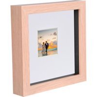 "6"" x 6"" 3D Box Photo Frame - 2"" x 2"" Mount - Light Brown/White" - thumbnail 1