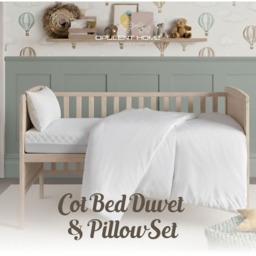 4.5 Tog Lightweight Baby Cot Bed Duvet and Pillow Set - White - thumbnail 3