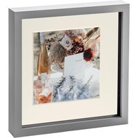 "3D Box Photo Frame - 10x10"" with 6x6"" Mount - Grey/Ivory"