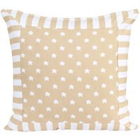 Cotton Stripe Border Stars Cushion Cover - Beige / 60cm