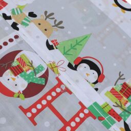 Santa Snowman Penguin Xmas Ho Ho Duvet Set - Grey or Multi / Double - thumbnail 3