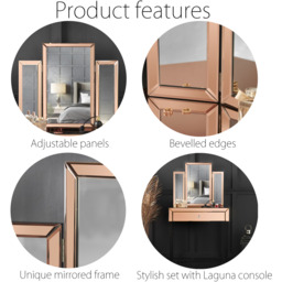 Paloma Luxury Tri-Fold Folding Vanity Mirror  - Rose Gold - thumbnail 5