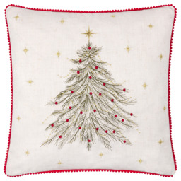 Twinkling Tree Embroidered Cushion - Natural / Feather - thumbnail 2