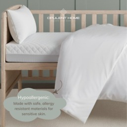 9 Tog winter Baby Cot Bed Duvet and Pillow Set - White - thumbnail 4