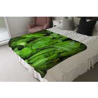 Abstract Background Of Dark Green Leaves Blanket - Green - image 1