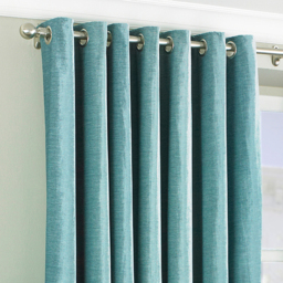 Wellesley Semi-Plain Eyelet Curtain Pair - Duck Egg / 229cm - thumbnail 2
