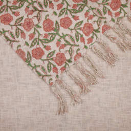 Delphine Printed Cotton Throw - Coral - thumbnail 2