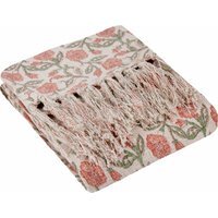 Delphine Printed Cotton Throw - Coral - thumbnail 1