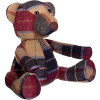 Bute Large Maroon Check Tartan Bear Door Stop - Red