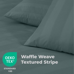 Waffle Stripe Duvet Cover Set Soft Polycotton Blend - Marley - Marley / Double - thumbnail 5
