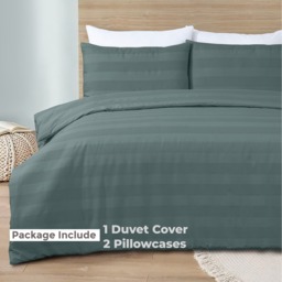 Waffle Stripe Duvet Cover Set Soft Polycotton Blend - Marley - Marley / Double - thumbnail 4