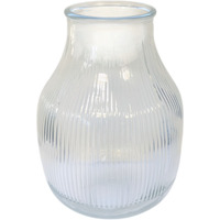 Clear Glass Ribbed Bulb Flower Vase - Clear - image 1