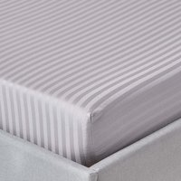 330 Thread Count Egyptian Cotton Satin Stripe Fitted Sheet - Grey / Double - image 1