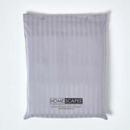 330 Thread Count Egyptian Cotton Satin Stripe Fitted Sheet - Grey / Double - thumbnail 4