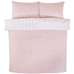 Spots Stripes Microfibre Duvet Set - Blush / Single - thumbnail 4