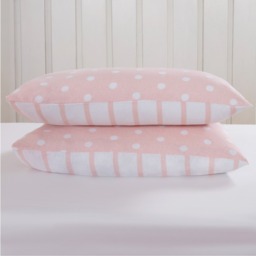Spots Stripes Microfibre Duvet Set - Blush / Single - thumbnail 2