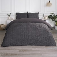Geo Seersucker Duvet Set - Charcoal / King - image 1